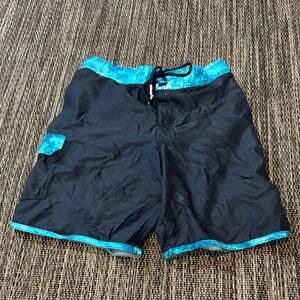 Lands' End dark blue and light Blue swim Shorts size small